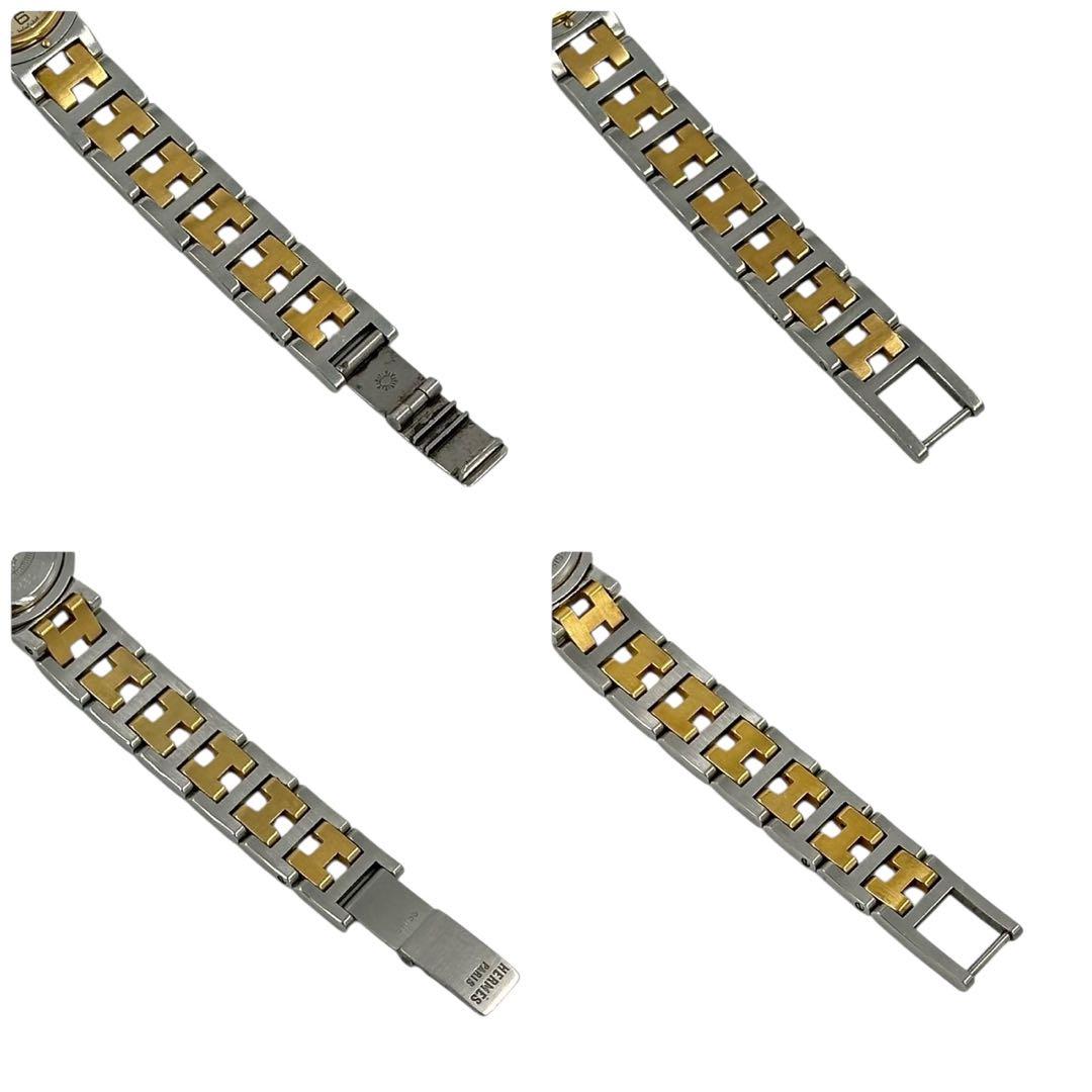 【美品】エルメス クリッパー Hベルト イエロー文字盤　コンビカラー