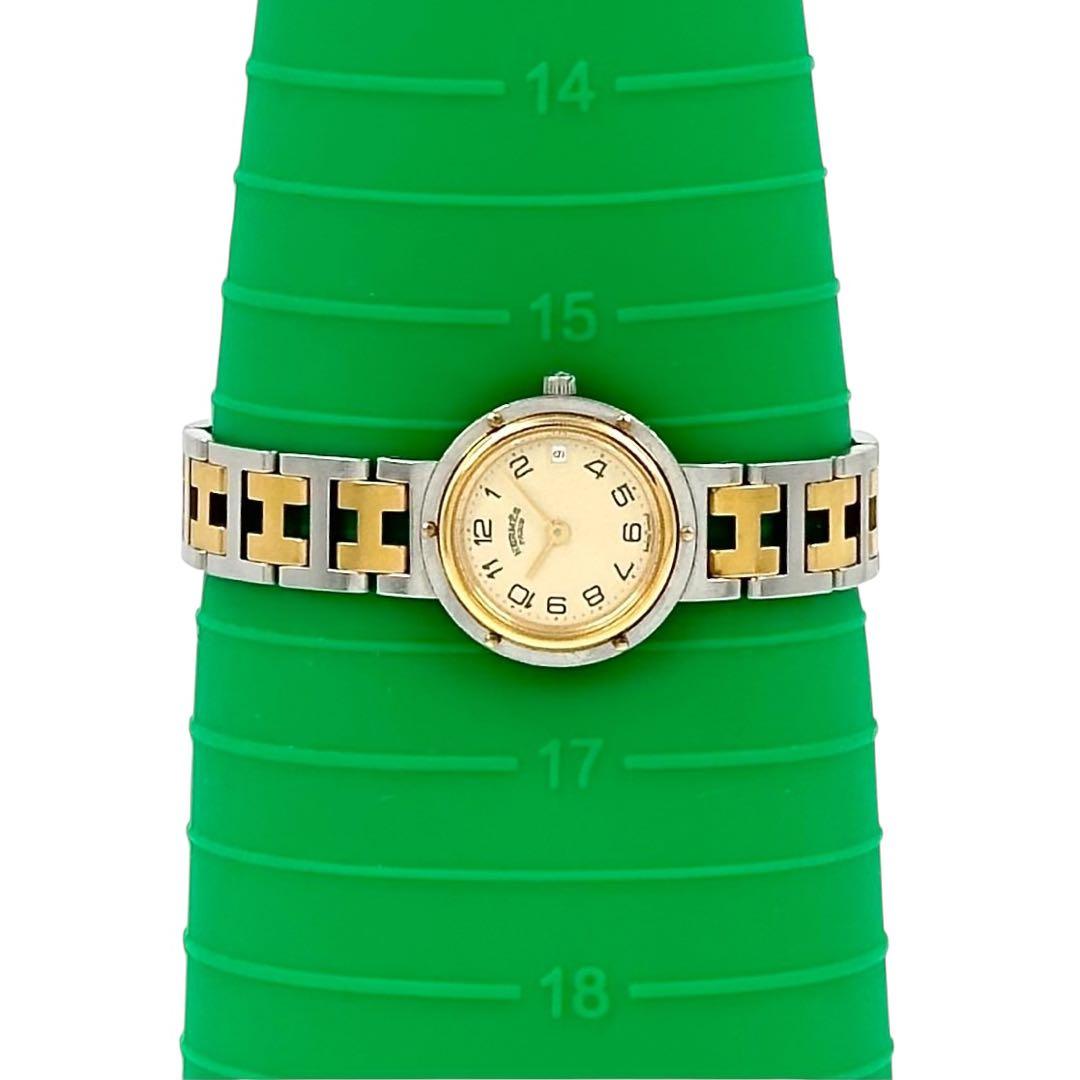 【美品】エルメス クリッパー Hベルト イエロー文字盤　コンビカラー