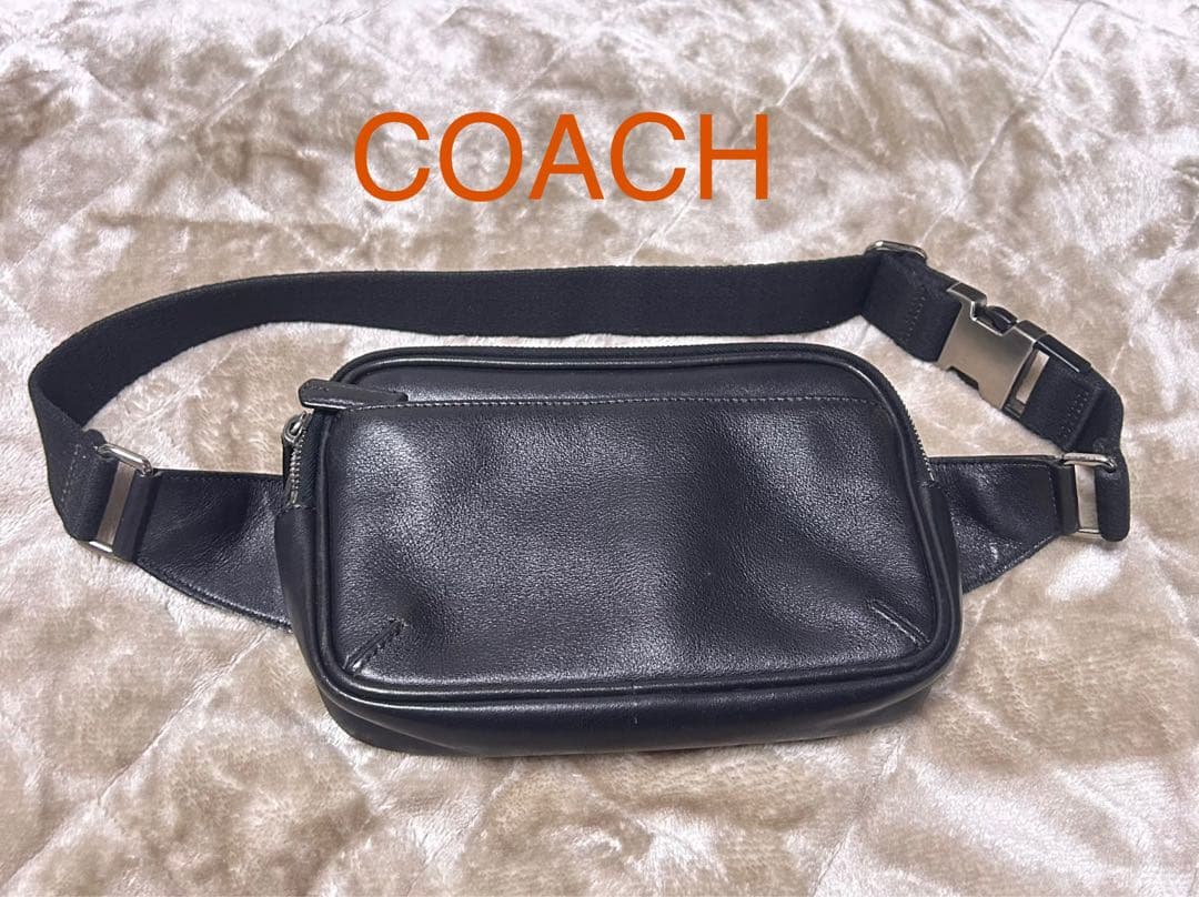 【美品】COACH コーチ ボディバッグ 本革 ブラック