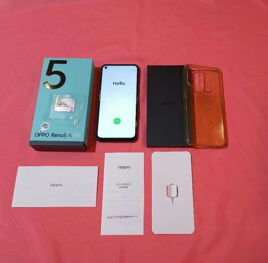 OPPO Reno5 A 5G 本体 元箱 購入時付属品他透明ケース付き