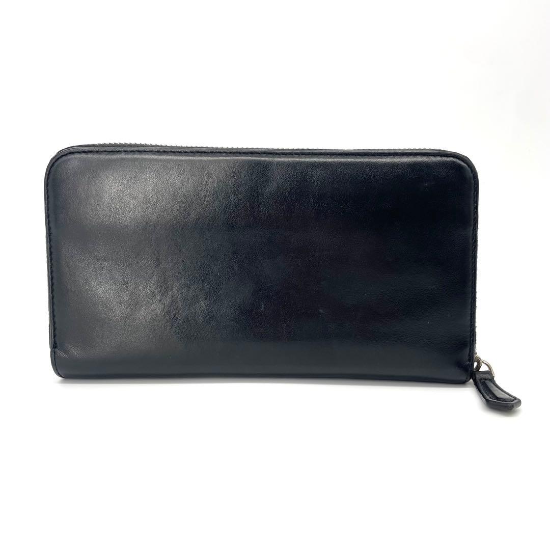 美品✨FENDI レザー 長財布 ラウンドファスナー イエローロゴ