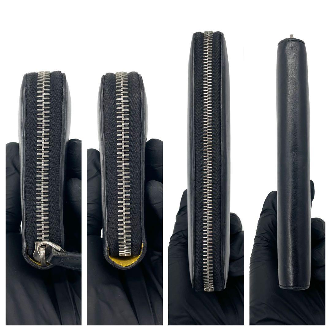 美品✨FENDI レザー 長財布 ラウンドファスナー イエローロゴ