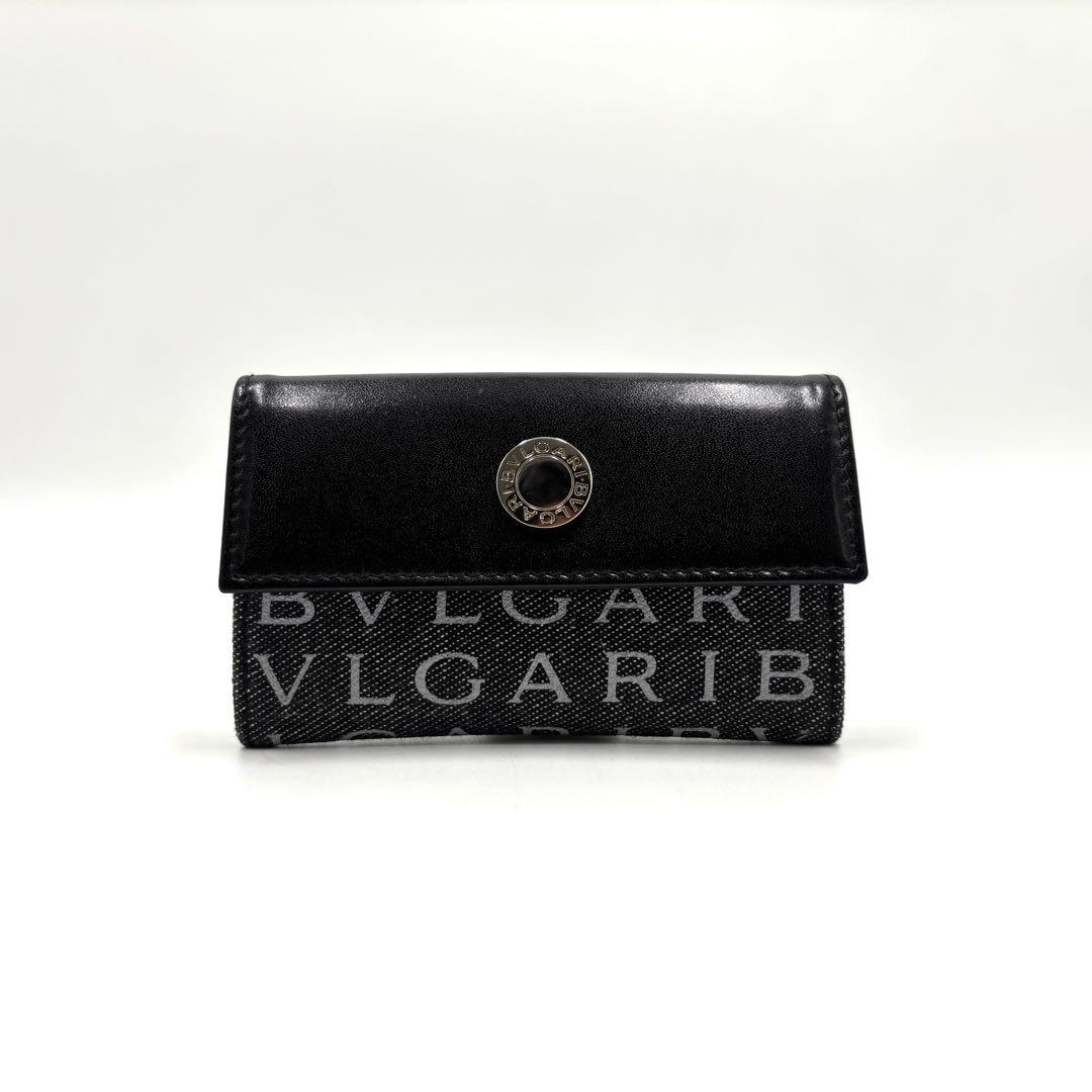 【未使用保管品】ブルガリ ケース ロゴマニア 総柄 ロゴ金具 メンズ 黒
