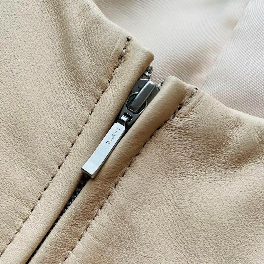 希少デザイン●最高級ラムレザー●デビュードフィオレ●ノーカラー レザージャケット