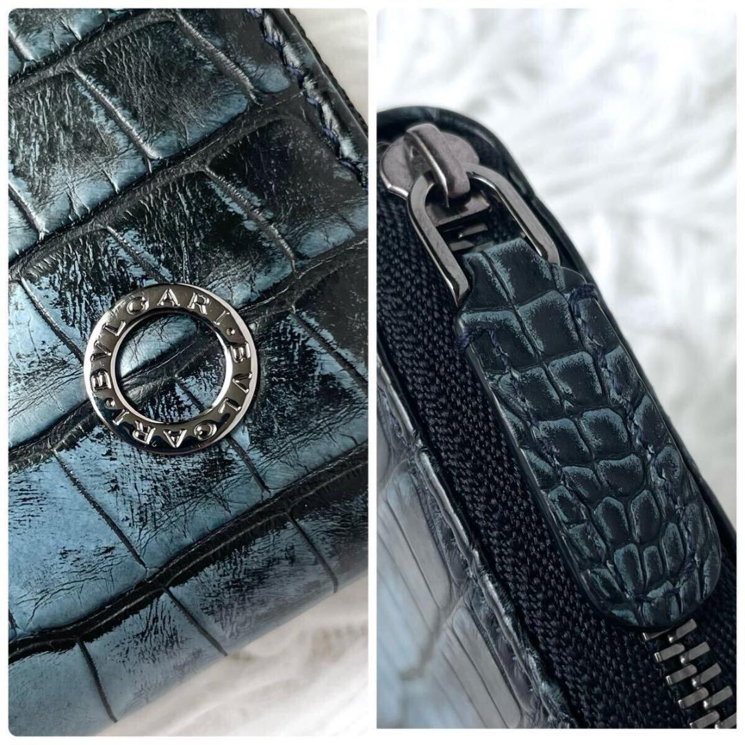 未使用級・最高級⭐︎ブルガリ マン  ラウンドジップ ケース アリゲーター