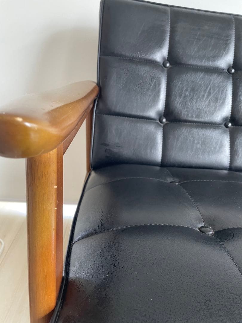 カリモク60 Kチェア ソファ 2人掛け スタンダードブラック 合成皮革