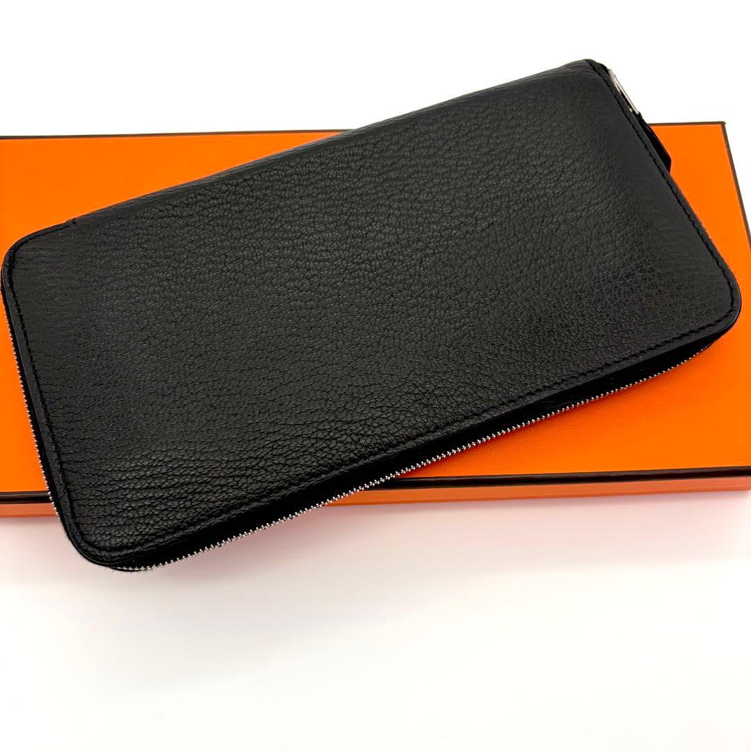 HERMES エルメス アザップロング ブラック シェブルミゾル　オールレザー