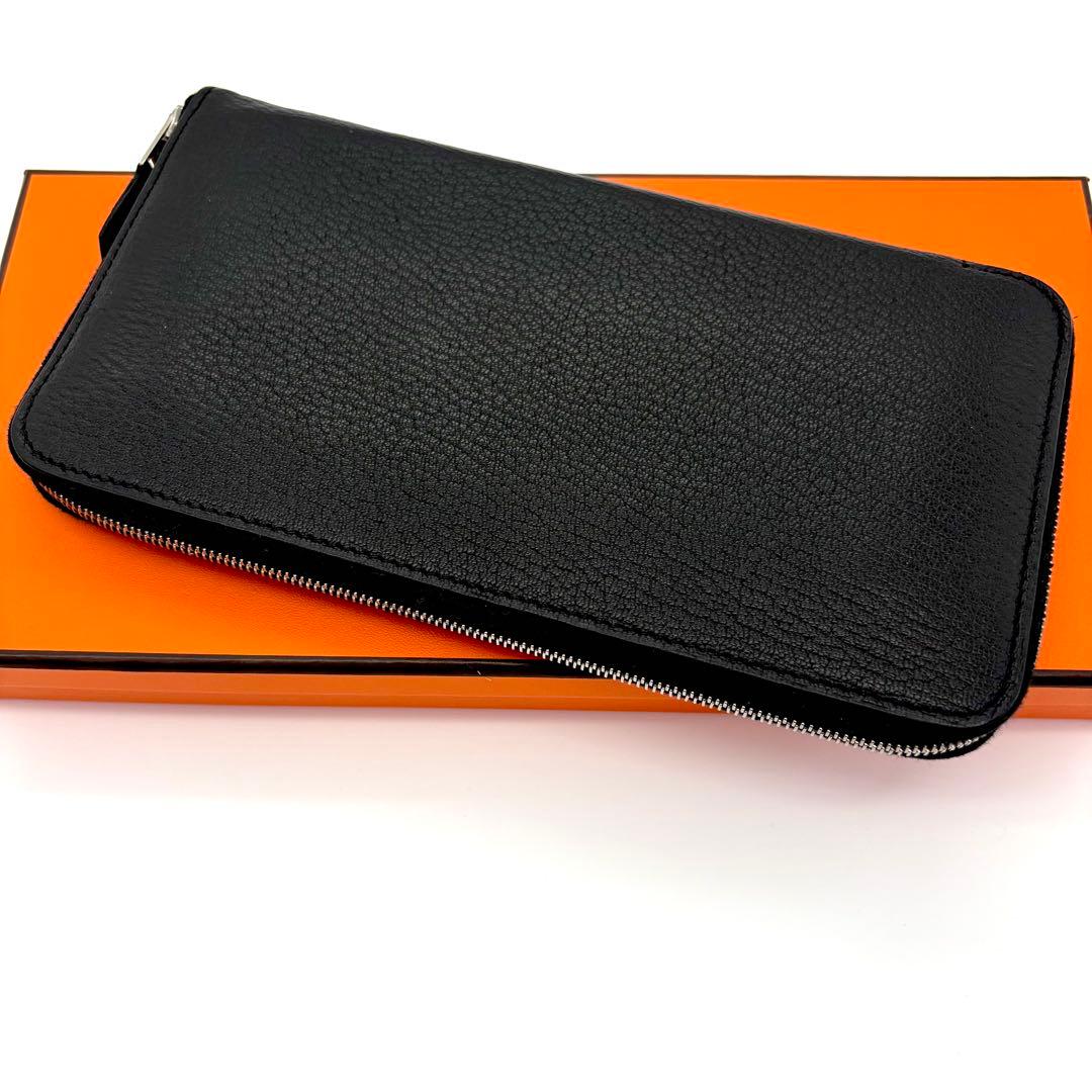 HERMES エルメス アザップロング ブラック シェブルミゾル　オールレザー