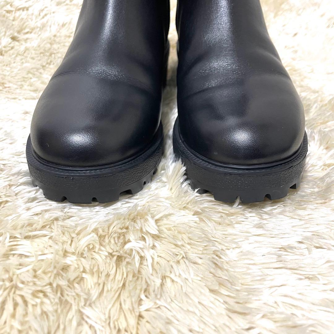 ヌエール　NOUER レザー ブラック ショートブーツ　23cm サイドゴア