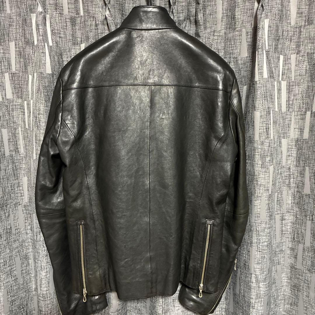 5351プールオム　シングルライダースジャケット　サイズ46 ブラック　シープ