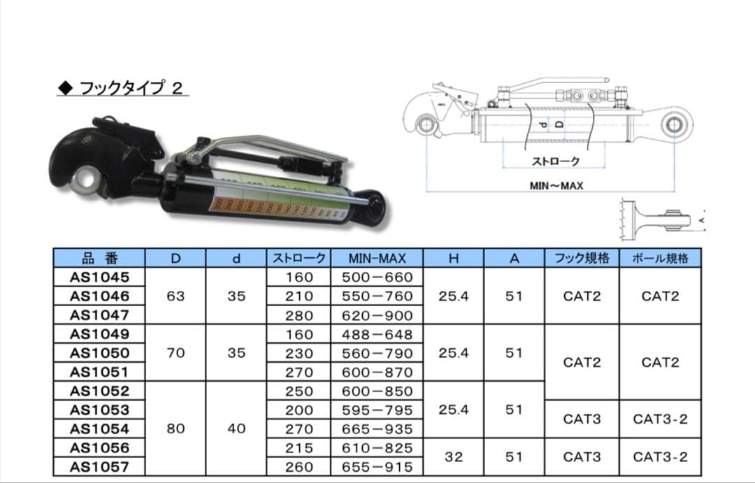 エースシステム　中古油圧トップリンク　AS1050