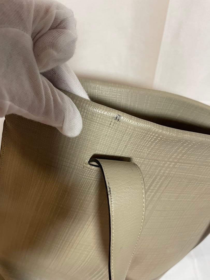 LOEWE アナグラム　トートバッグ 肩掛け クレージュ レザー