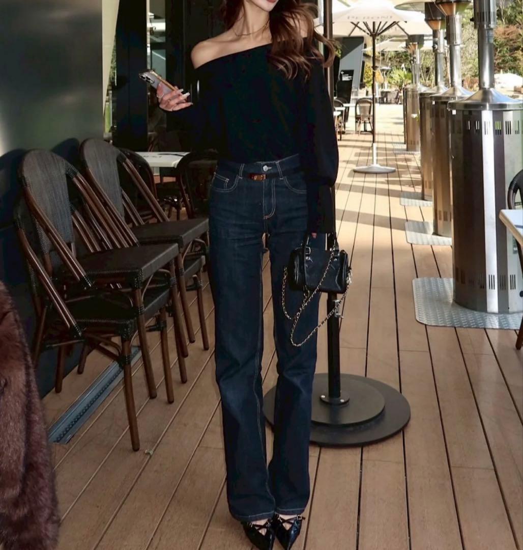 トップス DIANTE LOOSE OFF SHOULDER KNIT TOPS