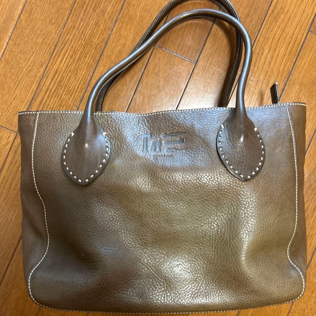 美品　genten 工具刻印 レザートートバッグ 本革 大容量 A4収納可能