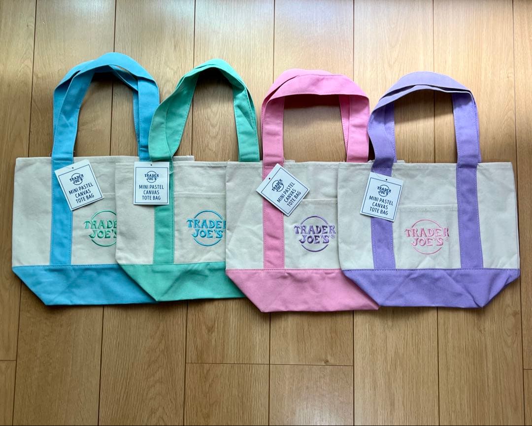 トレーダ－ジョーズ ミニ パステル トートバック4色セット