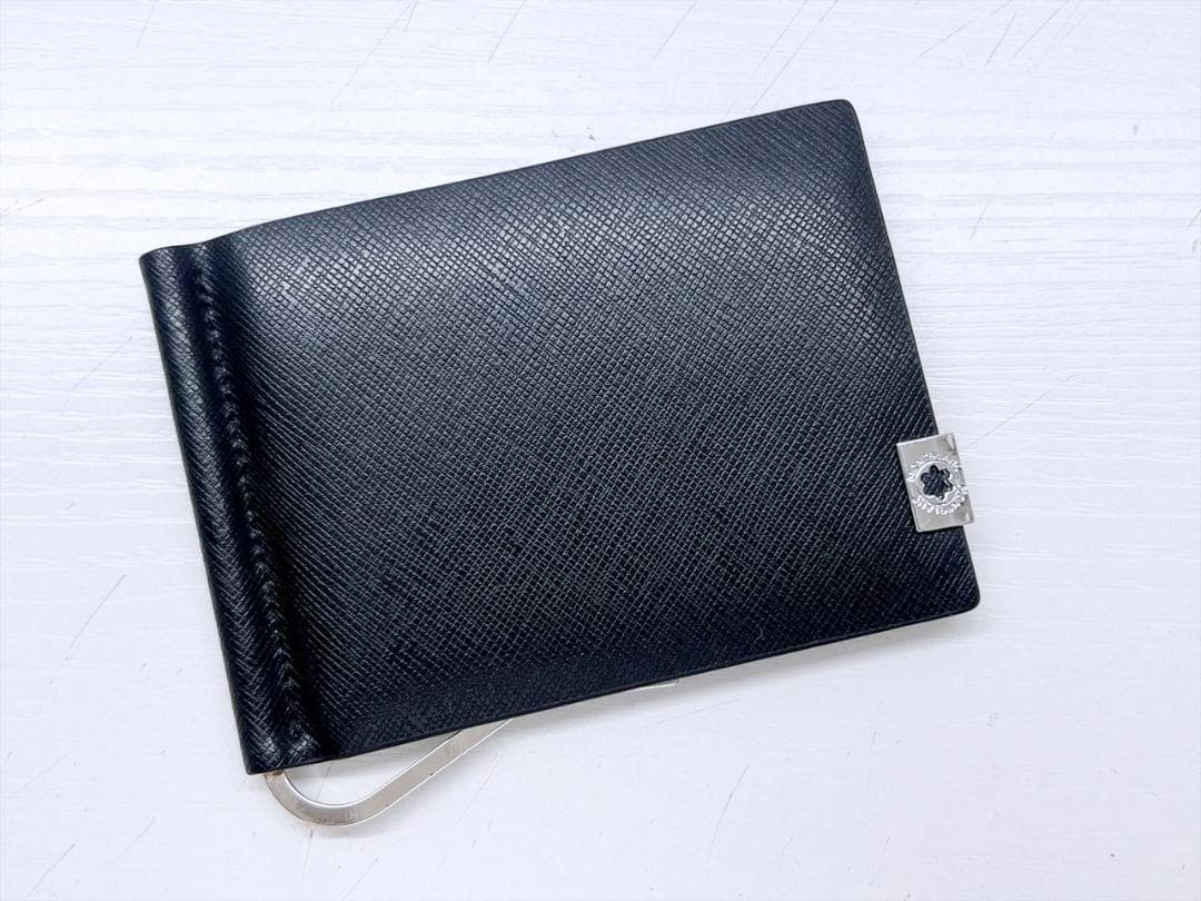 美品　MONTBLANC　モンブラン　グレインレザー　マネークリップ　黒