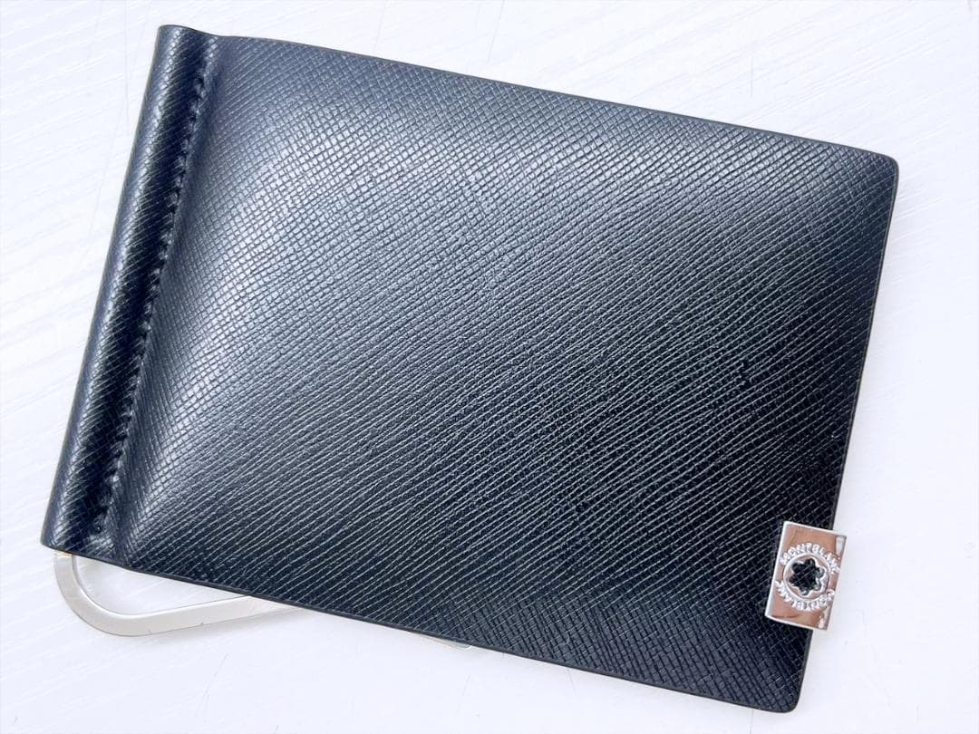 美品　MONTBLANC　モンブラン　グレインレザー　マネークリップ　黒