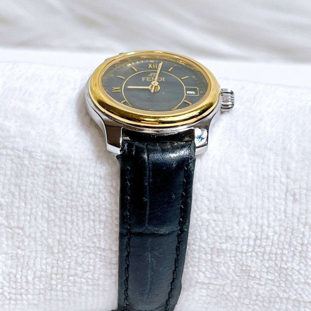 FENDI 電池交換済み　210L クォーツ デイト コンビカラー 黒文字盤