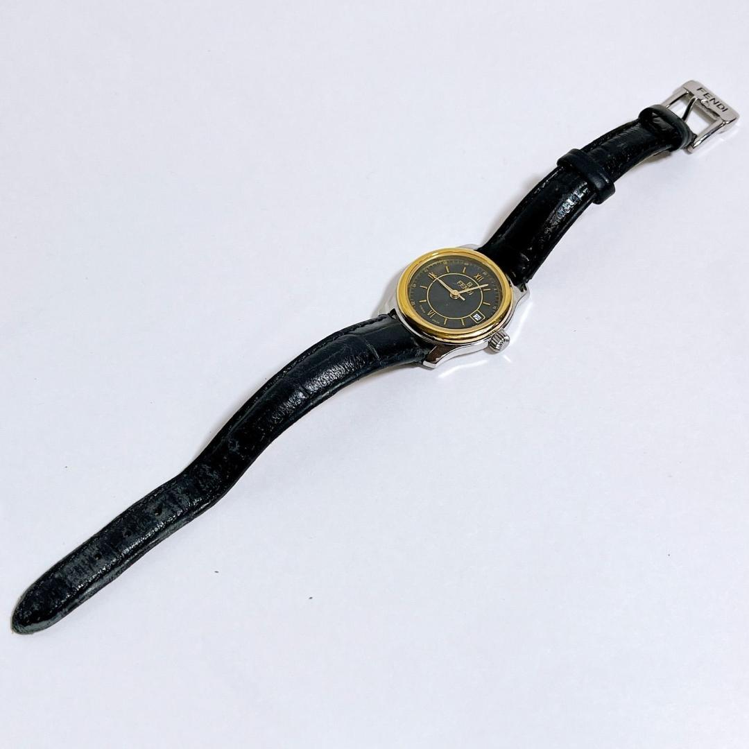 FENDI 電池交換済み　210L クォーツ デイト コンビカラー 黒文字盤