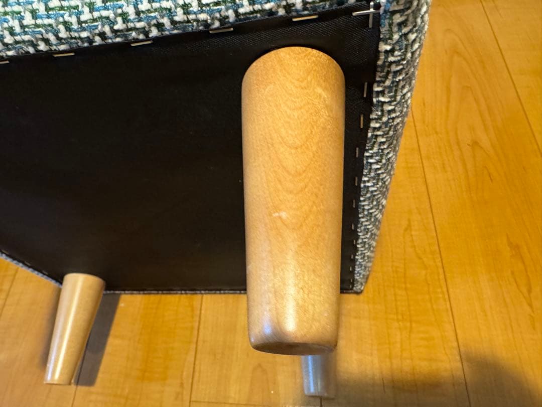 blocco ツイードオットマン 青と緑と白のツイード