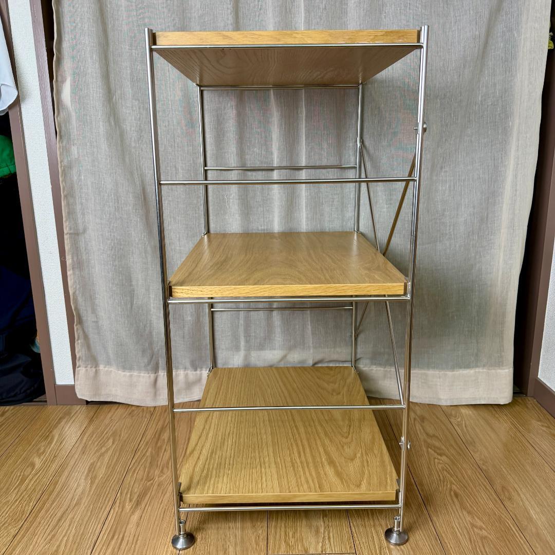無印良品　ステンレスユニットシェルフ・オーク材棚 小