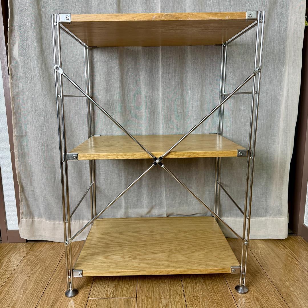 無印良品　ステンレスユニットシェルフ・オーク材棚 小