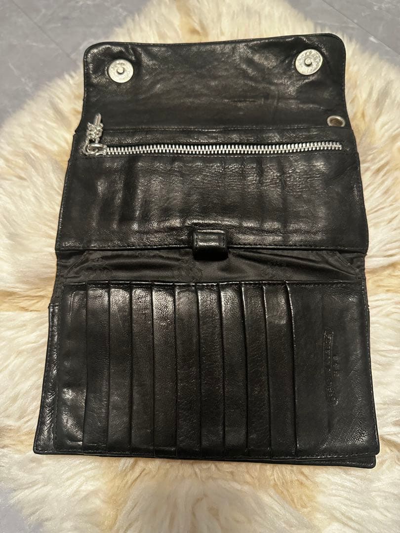 クロムハーツ■WAVE CROSS BALLヌードレザーウェーブウォレット長財布