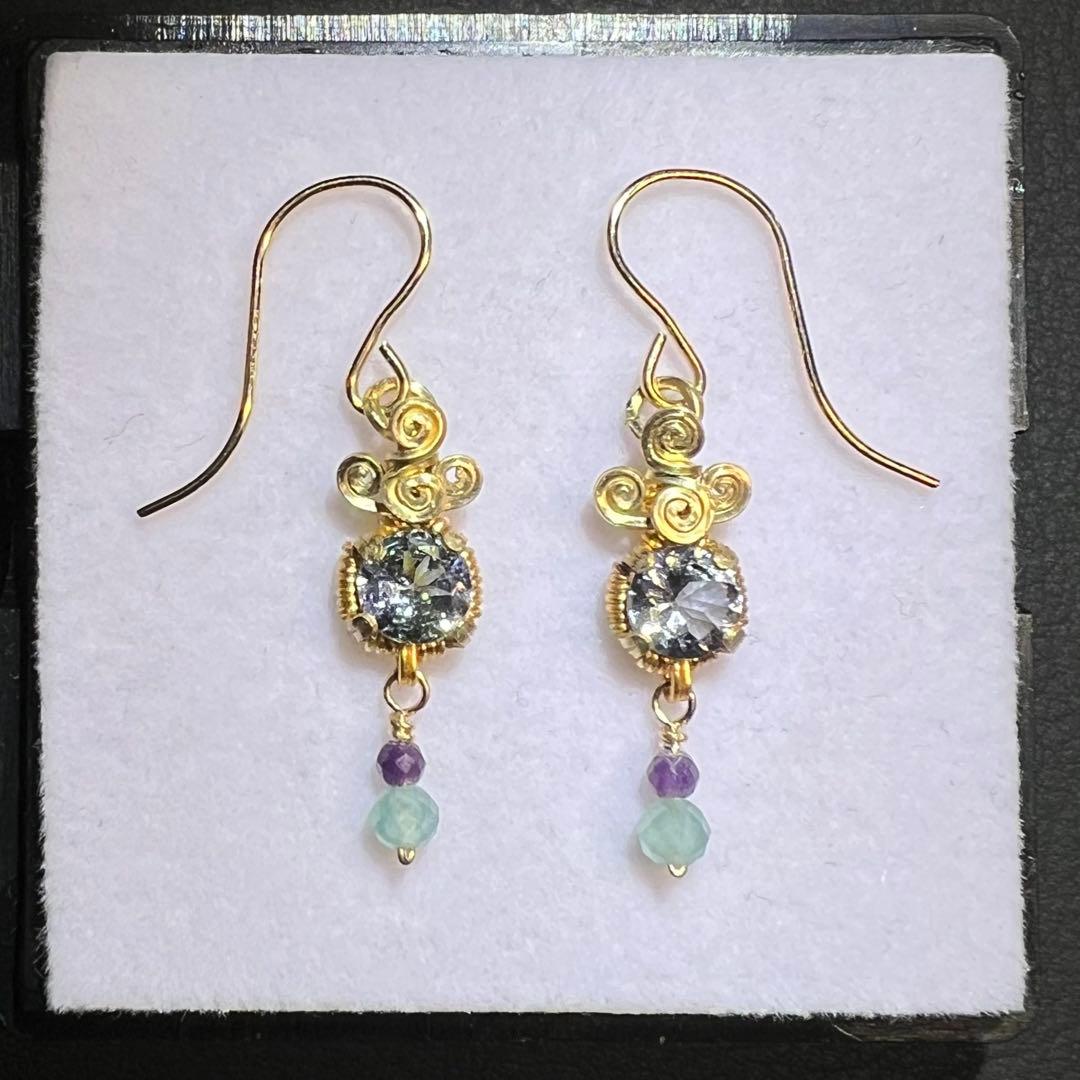 【for おうがっちょ様】タンザナイト＆ゾイサイト　ピアス2点　14kgf