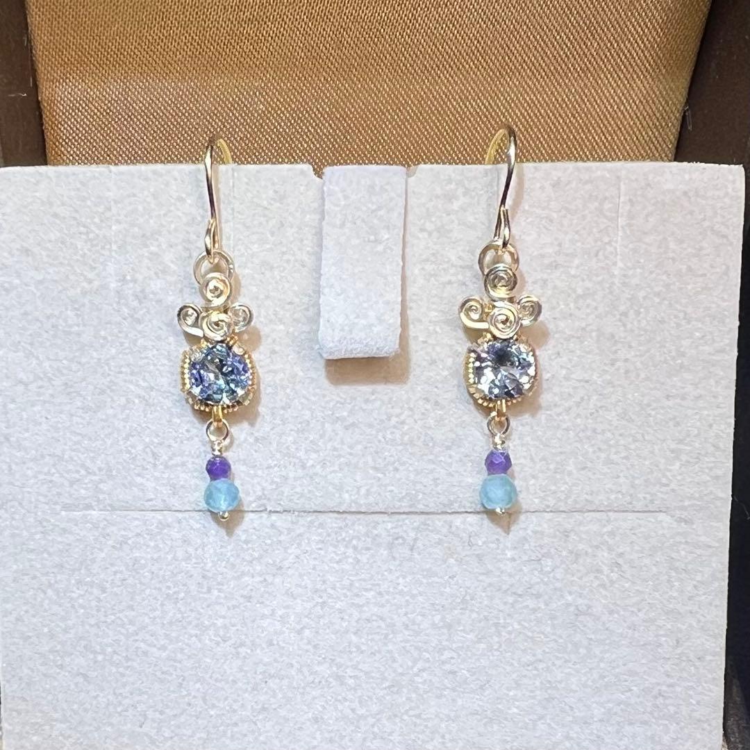 【for おうがっちょ様】タンザナイト＆ゾイサイト　ピアス2点　14kgf