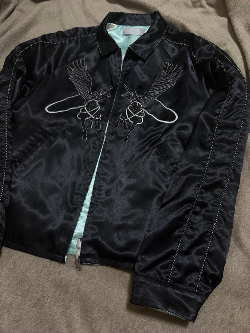 美品 日本製 LUCIOLE ２面用 馬 スカジャン サテン vintage