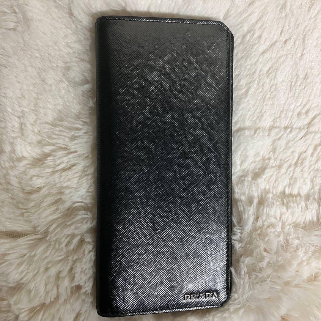 ✨極美品✨ PRADA 長財布 サファイアーノレザー ブラック 黒