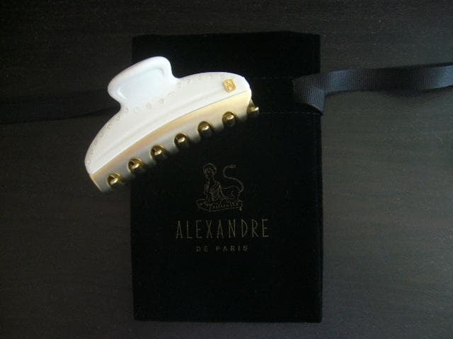 ☆新品☆アレクサンドルドゥパリ●クリスタル付きヘア クリップ/ホワイト/M