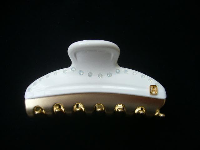 ☆新品☆アレクサンドルドゥパリ●クリスタル付きヘア クリップ/ホワイト/M