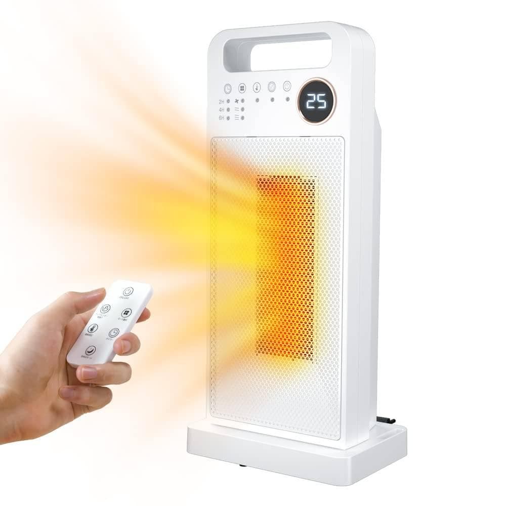 速暖 / 小型セラミックヒーター / 静音 / タイマー / リモコン付き