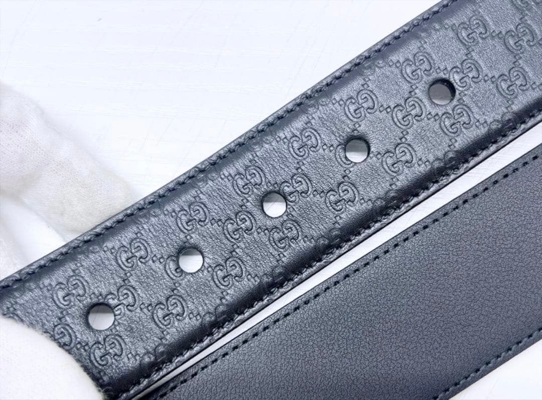 K*G様 未使用保管　GUCCI　グッチ　マイクロシマ　レザー　ベルト　75　4