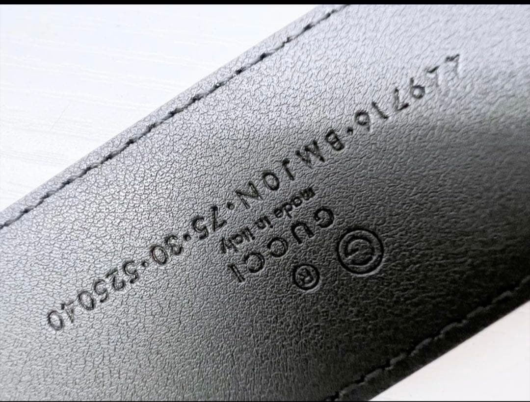 K*G様 未使用保管　GUCCI　グッチ　マイクロシマ　レザー　ベルト　75　4