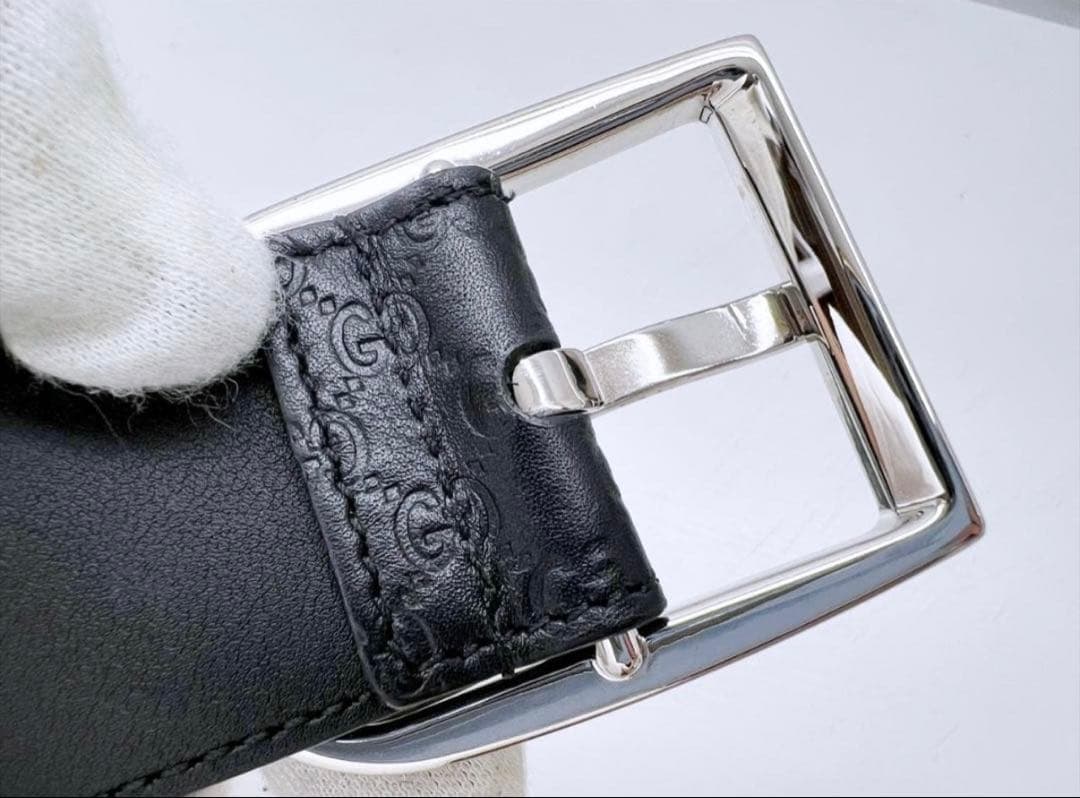 K*G様 未使用保管　GUCCI　グッチ　マイクロシマ　レザー　ベルト　75　4