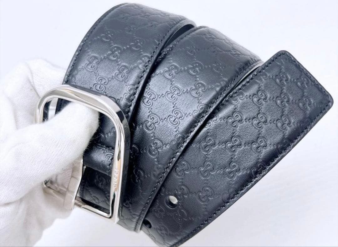 K*G様 未使用保管　GUCCI　グッチ　マイクロシマ　レザー　ベルト　75　4