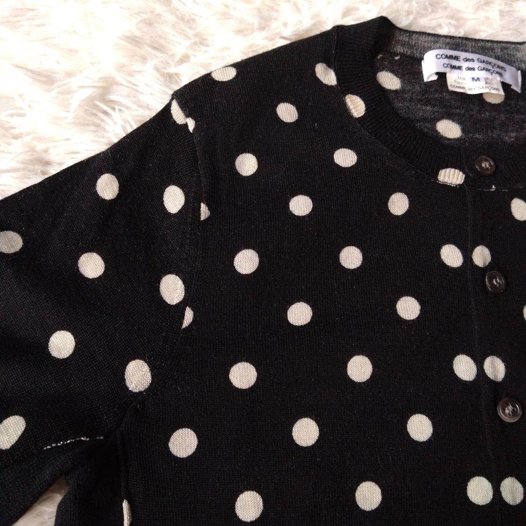 コムデギャルソン　コムコム　ドット　ブラックニットカーディガン　ペプラム切り替え