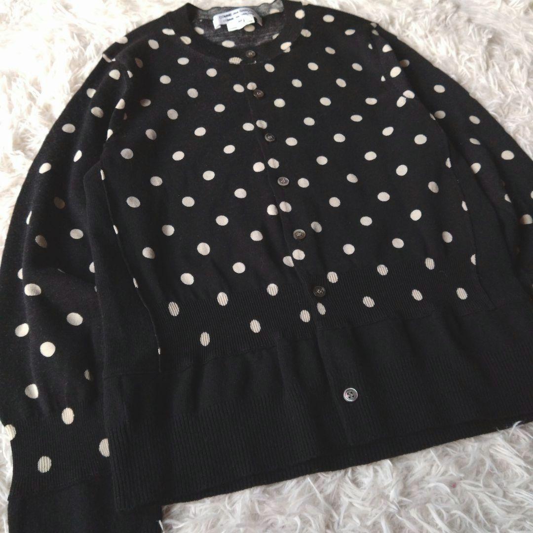 コムデギャルソン　コムコム　ドット　ブラックニットカーディガン　ペプラム切り替え