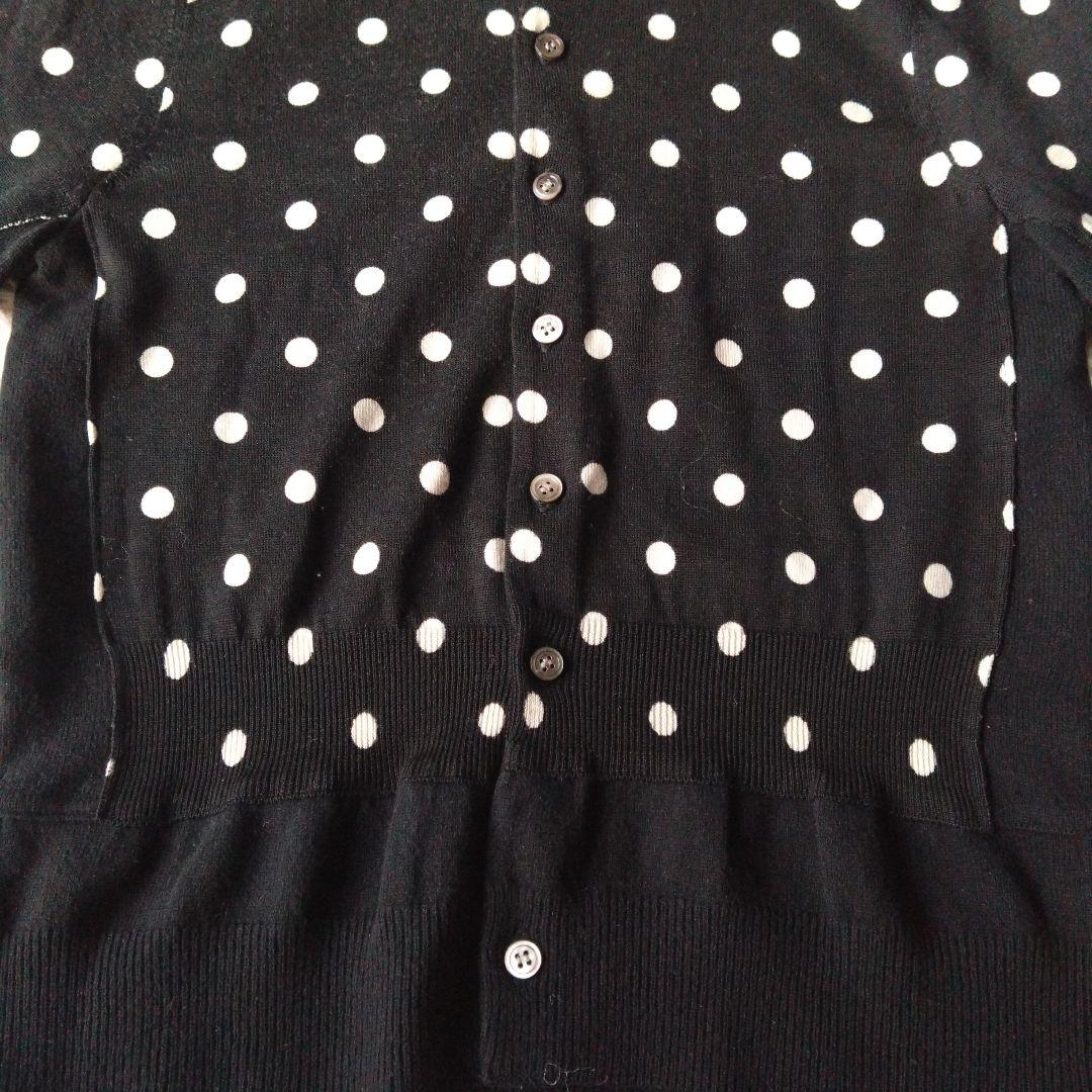 コムデギャルソン　コムコム　ドット　ブラックニットカーディガン　ペプラム切り替え
