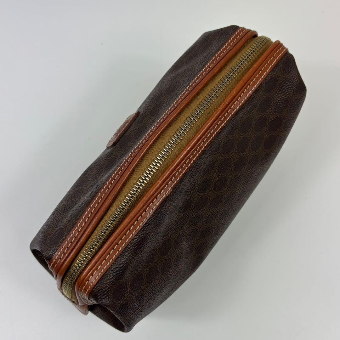 【美品✨】CELINE セリーヌ　ポーチ　マカダム柄　PVC×レザー　ブラウン