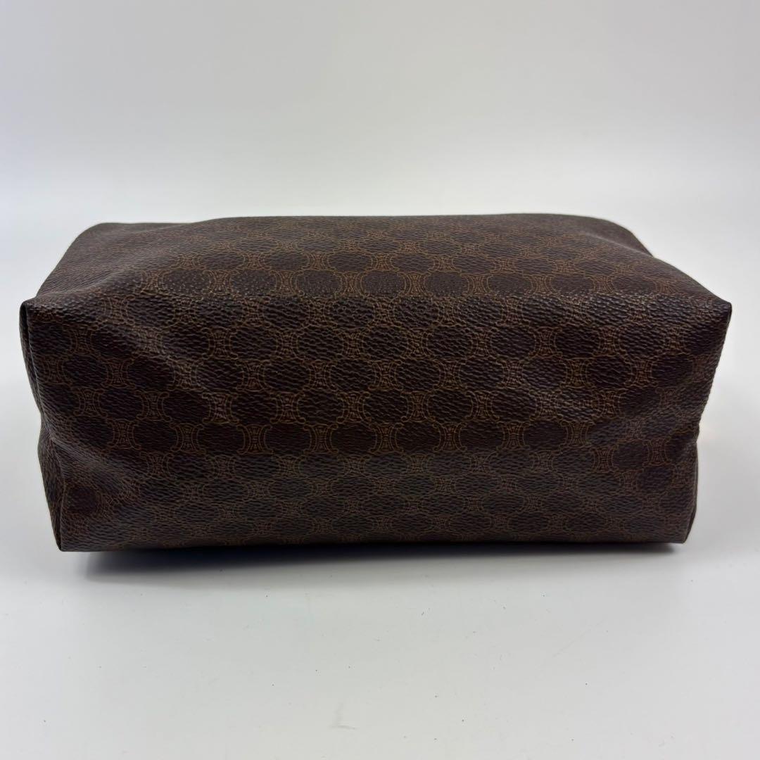 【美品✨】CELINE セリーヌ　ポーチ　マカダム柄　PVC×レザー　ブラウン