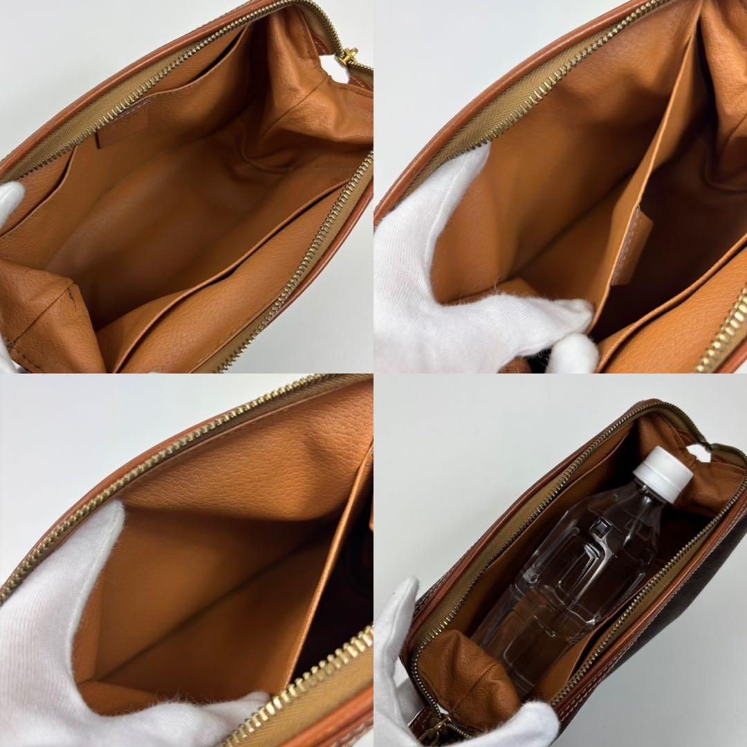 【美品✨】CELINE セリーヌ　ポーチ　マカダム柄　PVC×レザー　ブラウン