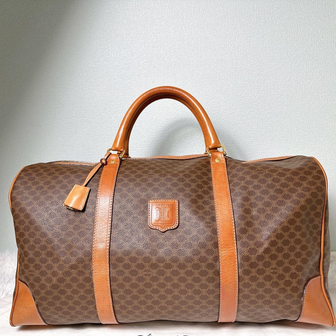 美品✨セリーヌ ボストンバック 大容量 マカダム柄 トリオンフ 鍵付き 旅行