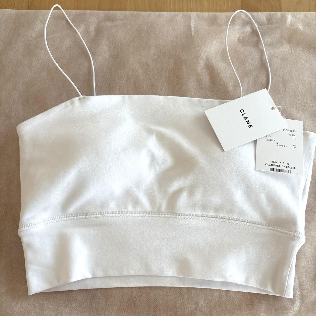 CLANE THIN CORD BARE TOP ホワイト