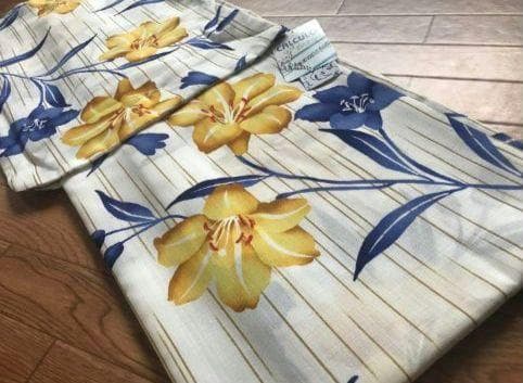 ◆ノー皺加工最高級カルキュロ◆山吹百合咲くおとな浴衣◆しわにならない浴衣