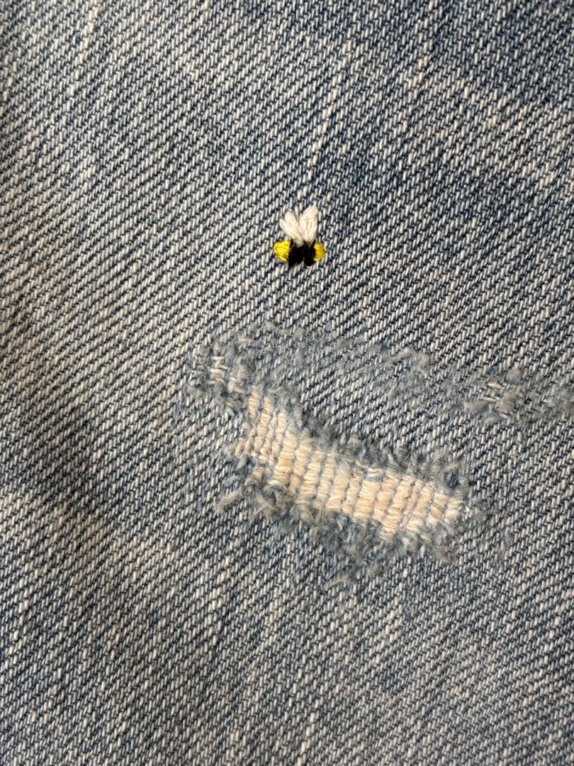 【1/31まで価格】 45R 再び ライ麦デニム クロスビー５　ハッチとお花刺繍