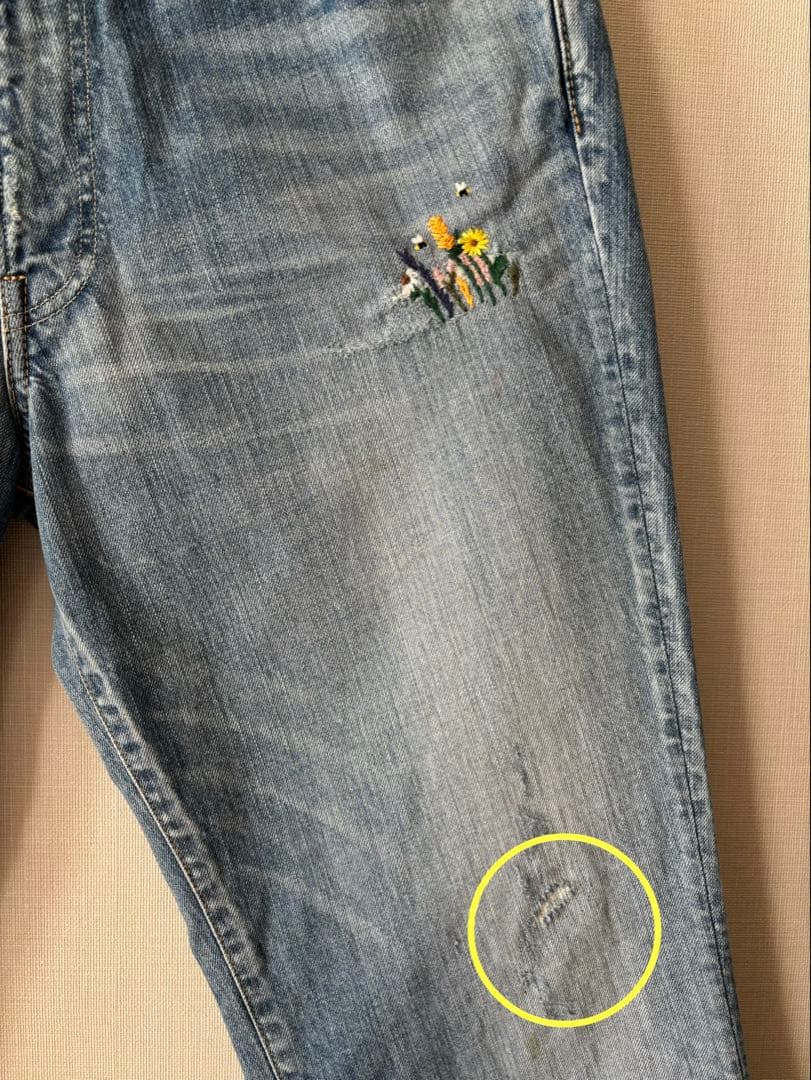 【1/31まで価格】 45R 再び ライ麦デニム クロスビー５　ハッチとお花刺繍