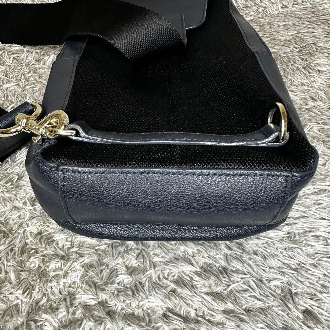 【極美品】ポールスミス　ショルダーバッグ マルチストライプ　ネイビー　レザー